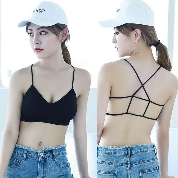 women solid color cropped padded bra straps chest pad beauty back cross comfortable tube female arrival bustiers & corsets, Black;white
women solid color cropped padded bra straps chest pad beauty back cross comfortable tube female arrival bustiers & corsets, Black;white