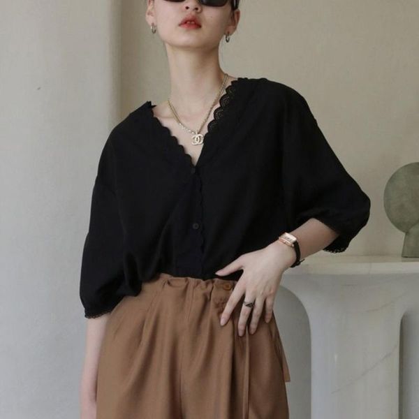 women's blouses & shirts korean casual elegant womens black office lady chic summer clothing 2021 bubble sleeve high street designer v, White
women's blouses & shirts korean casual elegant womens black office lady chic summer clothing 2021 bubble sleeve high street designer v, White