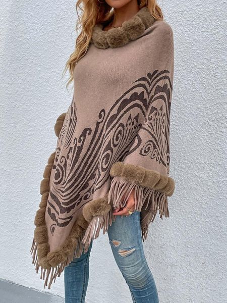 women's sweaters pullover autumn and winter 2021 wool collar tassel shawl sweater cloak, White;black
women's sweaters pullover autumn and winter 2021 wool collar tassel shawl sweater cloak, White;black