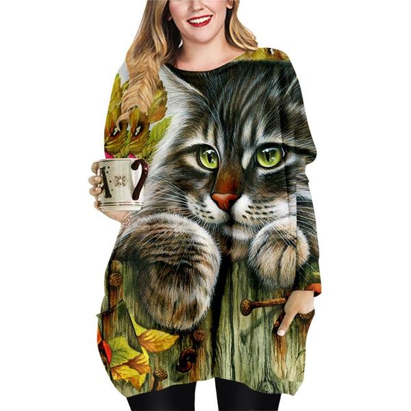 casual dresses spring fall oversize women mini loose o-neck long sleeve cat print beach dress ladies plus-size, Black;gray
casual dresses spring fall oversize women mini loose o-neck long sleeve cat print beach dress ladies plus-size, Black;gray