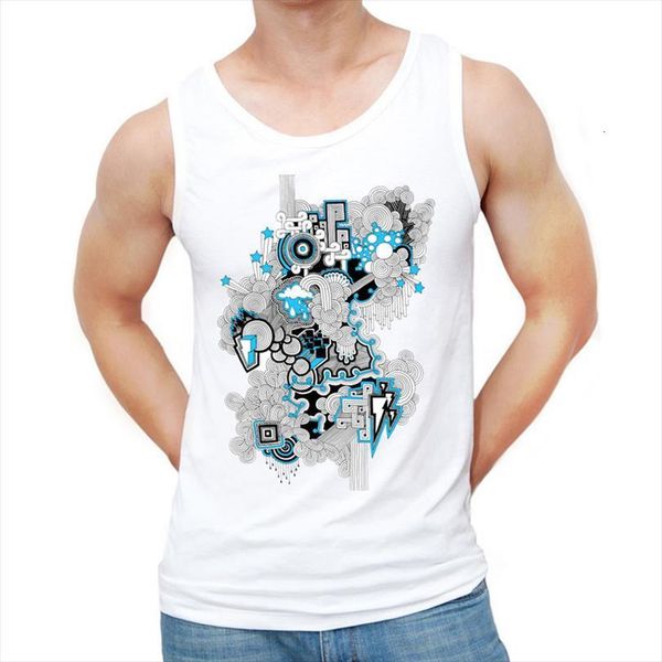 fashion rainbows design summer men tank punk printed sleeveless vest, White;black 
fashion rainbows design summer men tank punk printed sleeveless vest, White;black