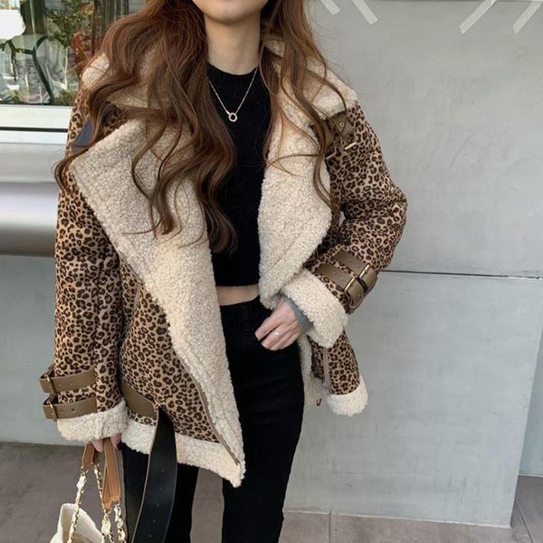 women's jackets rimocy leopard print lamb cashmere jacket women 2021 winter thick warm plush biker coat woman streetwear windbreaker fe, Black;brown
women's jackets rimocy leopard print lamb cashmere jacket women 2021 winter thick warm plush biker coat woman streetwear windbreaker fe, Black;brown