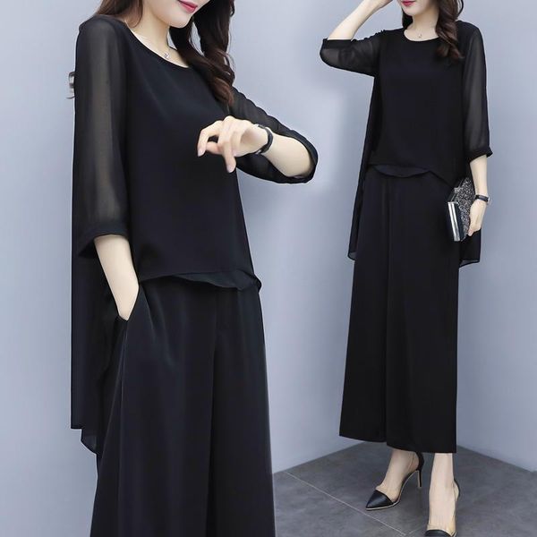 women's tracksuits women spring autumn chiffon two piece sets outfits plus size asymmetrical blouses wide leg pants suits elegant korea, Gray
women's tracksuits women spring autumn chiffon two piece sets outfits plus size asymmetrical blouses wide leg pants suits elegant korea, Gray