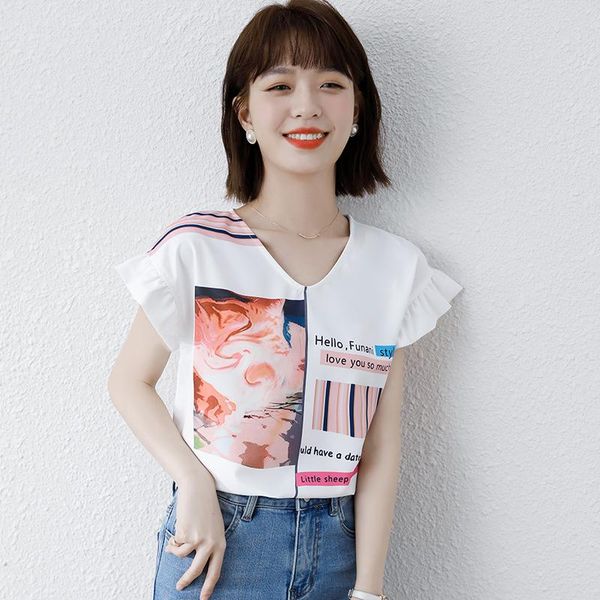 women's blouses & shirts chikichi 2021 summer short sleeve v-neck chiffon shirt female design sense niche fashion temperament printed t, White
women's blouses & shirts chikichi 2021 summer short sleeve v-neck chiffon shirt female design sense niche fashion temperament printed t, White