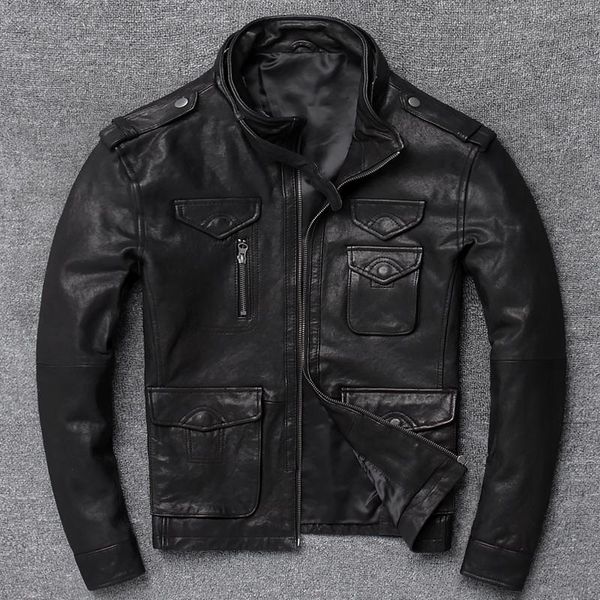 men's leather & faux genuine jacket men real guns lambskin chaqueta de cuero 2021, Black
men's leather & faux genuine jacket men real guns lambskin chaqueta de cuero 2021, Black
