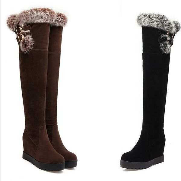 boots womens ladies buckle fur trim over knee hidden wedge heel thigh high long, Black
boots womens ladies buckle fur trim over knee hidden wedge heel thigh high long, Black