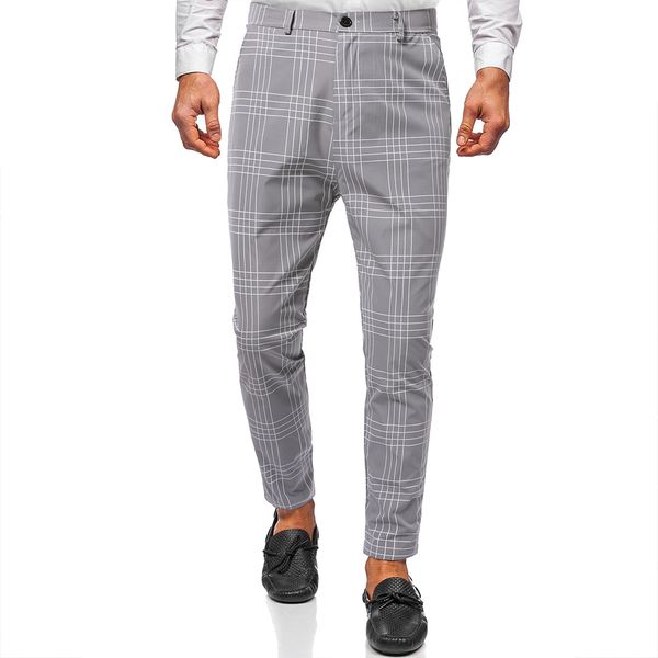 men's social pants fashion slim striped check button suit streetwear business, Black
men's social pants fashion slim striped check button suit streetwear business, Black