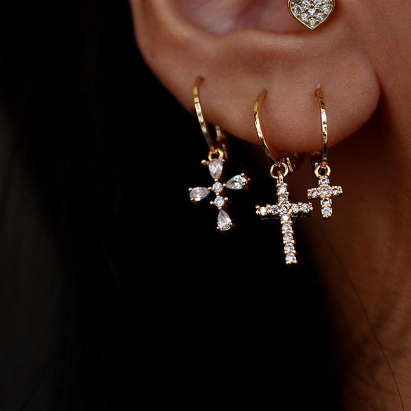 hoop & huggie 3pcs/set autumn s925 european ins vintage trendy rhinestone cross pendant metal earrings for women daily jewelry, Golden;silver
hoop & huggie 3pcs/set autumn s925 european ins vintage trendy rhinestone cross pendant metal earrings for women daily jewelry, Golden;silver