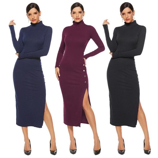 casual dresses women turtleneck knitted stretch slim maxi dress 2021 autumn long sleeve female side split button bodycon plus size, Black;gray
casual dresses women turtleneck knitted stretch slim maxi dress 2021 autumn long sleeve female side split button bodycon plus size, Black;gray