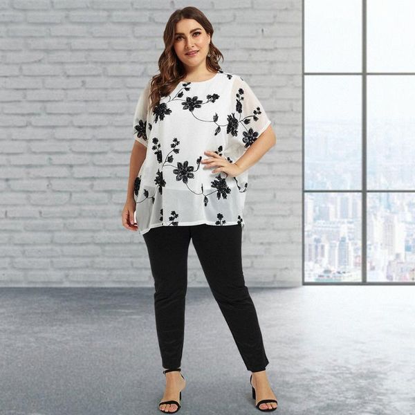plus size t-shirt women's shirt summer round neck chiffon bohemian floral print office ol style loose elegant casual blouse fashion, Black
plus size t-shirt women's shirt summer round neck chiffon bohemian floral print office ol style loose elegant casual blouse fashion, Black