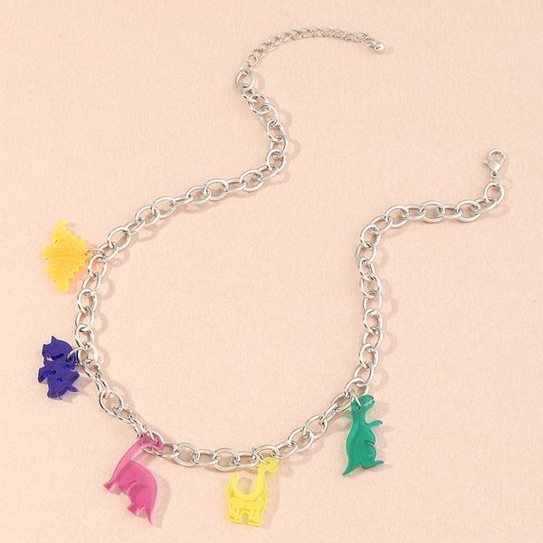 new ins choker hip-pop pendant necklaces twist chain cartoon acrylic dinosaur clavicle chain necklace for women fashion jewelry, Silver
new ins choker hip-pop pendant necklaces twist chain cartoon acrylic dinosaur clavicle chain necklace for women fashion jewelry, Silver