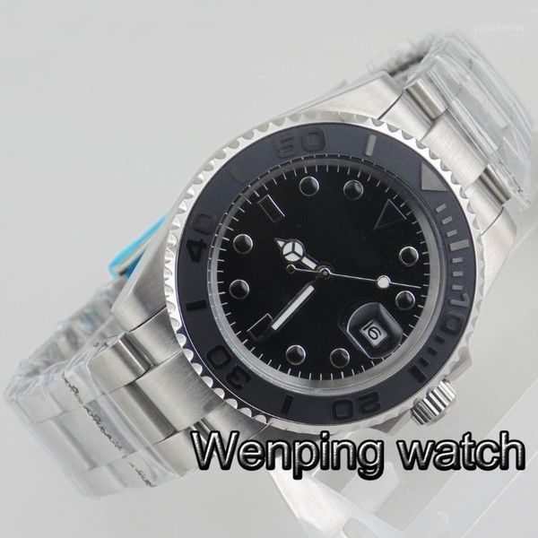 wristwatches 40mm sapphire glass black ceramic bezel dial automatic date window waterproof mens mechanical watches, Slivery;brown
wristwatches 40mm sapphire glass black ceramic bezel dial automatic date window waterproof mens mechanical watches, Slivery;brown