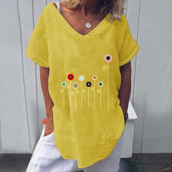 women summer casual t-shirt dandelion printed fashion loose 2021 tee shirt short sleeve female v-neck t women's, White
women summer casual t-shirt dandelion printed fashion loose 2021 tee shirt short sleeve female v-neck t women's, White