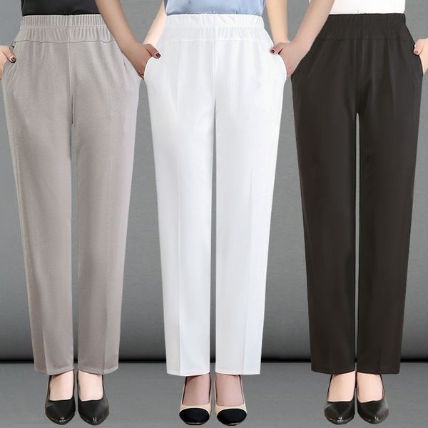 middle aged elderly women's summer ice silk thin mother's wear straight tube high waist casual pants and middle-aged white, Black
middle aged elderly women's summer ice silk thin mother's wear straight tube high waist casual pants and middle-aged white, Black