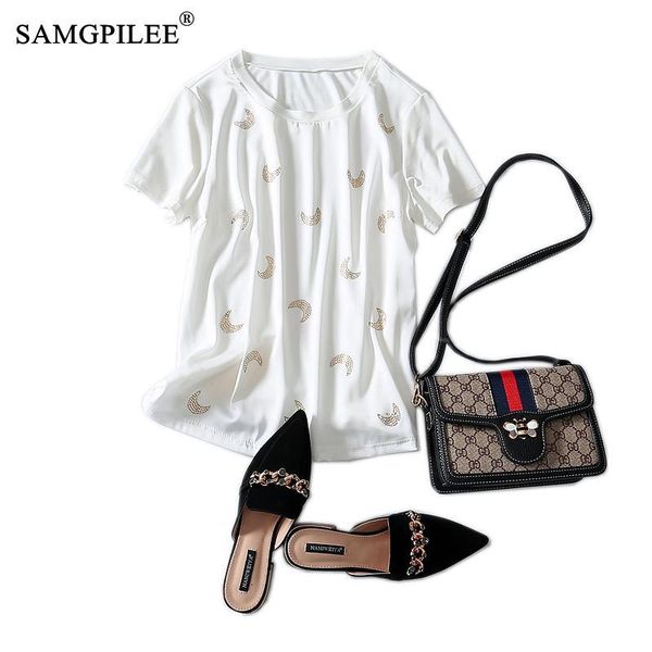 women's t-shirt 2021 women summer clothing t-shirty damskie casual brand broadcloth short sleeve rivet o-neck femme t-shirts 4xl, White
women's t-shirt 2021 women summer clothing t-shirty damskie casual brand broadcloth short sleeve rivet o-neck femme t-shirts 4xl, White