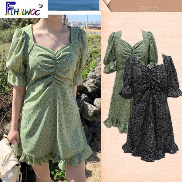 casual dresses south korea chic s women flhjlwoc style ruffled fresh green floral print draped dress vintage vestidos femme, Black;gray
casual dresses south korea chic s women flhjlwoc style ruffled fresh green floral print draped dress vintage vestidos femme, Black;gray