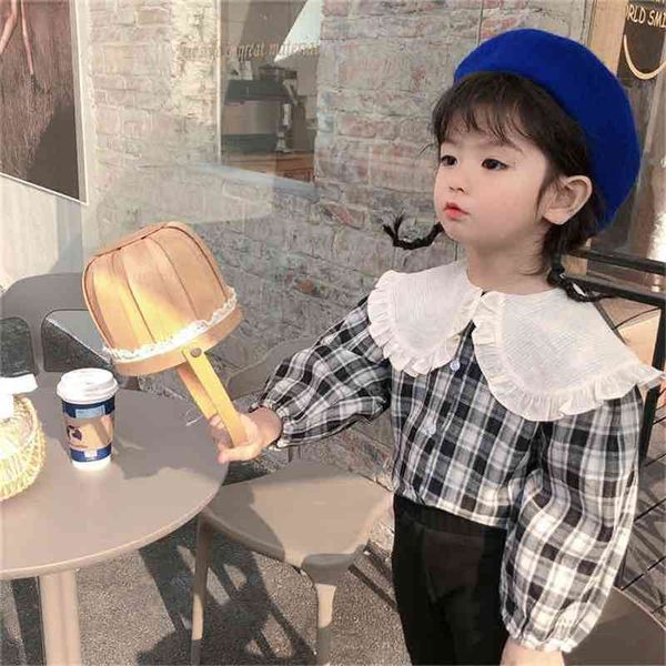 spring arrival girls long sleeve plaid blouses kids korean design cotton blouse 210528, White;black
spring arrival girls long sleeve plaid blouses kids korean design cotton blouse 210528, White;black