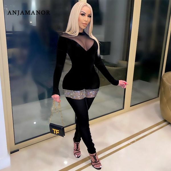women's jumpsuits & rompers anjamanor birthday party club outfits for women sparkly diamonds mesh patchwork long sleeve bodycon jumpsui, Black;white
women's jumpsuits & rompers anjamanor birthday party club outfits for women sparkly diamonds mesh patchwork long sleeve bodycon jumpsui, Black;white