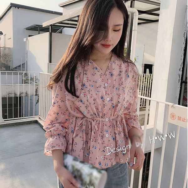 women's v-neck chiffon shirt long sleeve korean style ladies floral print summer sweet blouses 2020 x0521, White
women's v-neck chiffon shirt long sleeve korean style ladies floral print summer sweet blouses 2020 x0521, White
