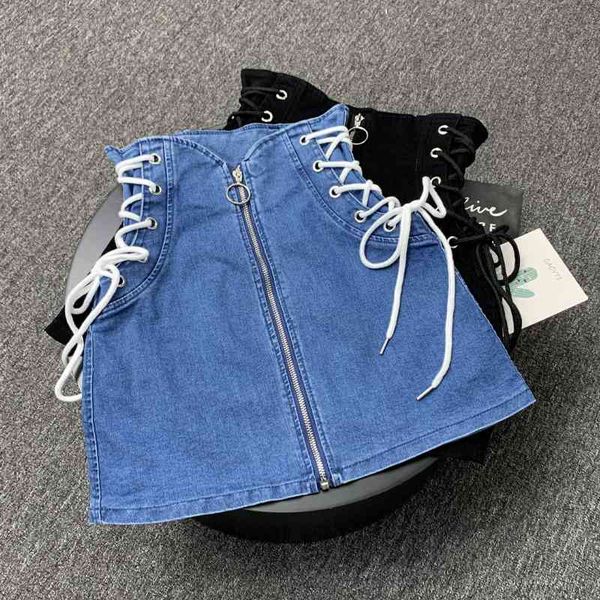 denim a-line lace-up skirts women front ring zipper fashion empire mini skirt bottoms women, Black
denim a-line lace-up skirts women front ring zipper fashion empire mini skirt bottoms women, Black