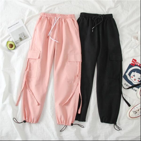 spring women pant cargo pants student sport casual sweatpants black high waist pocket trousers streetwear womens joggers, Black;white
spring women pant cargo pants student sport casual sweatpants black high waist pocket trousers streetwear womens joggers, Black;white