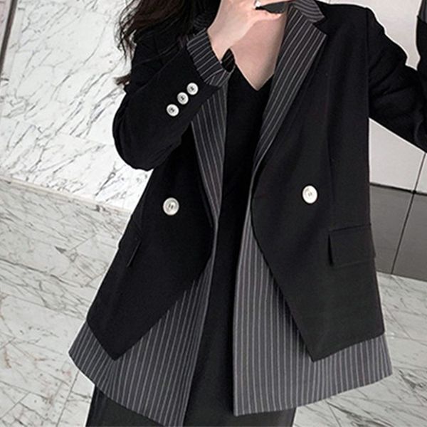 women's suits & blazers fake stitching 2 custom-made garments of leather jacket button long sleeve sewn female coat autumn commute, White;black
women's suits & blazers fake stitching 2 custom-made garments of leather jacket button long sleeve sewn female coat autumn commute, White;black