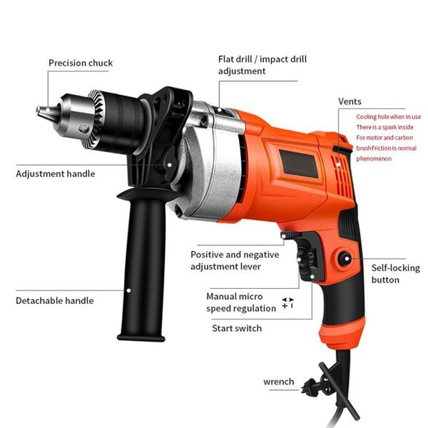 professiona electric drills 220v 800w drill impact hammer multi-functional screwdriver woodworking diy power tools with 7pcs bits
professiona electric drills 220v 800w drill impact hammer multi-functional screwdriver woodworking diy power tools with 7pcs bits