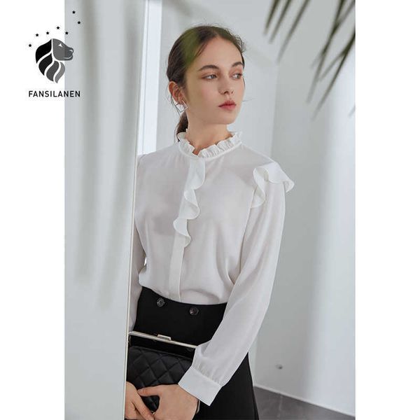 fansilanen spring summer ruffle white blouse shirt women vintage button up female long sleeve elegant office ladies 210607
fansilanen spring summer ruffle white blouse shirt women vintage button up female long sleeve elegant office ladies 210607