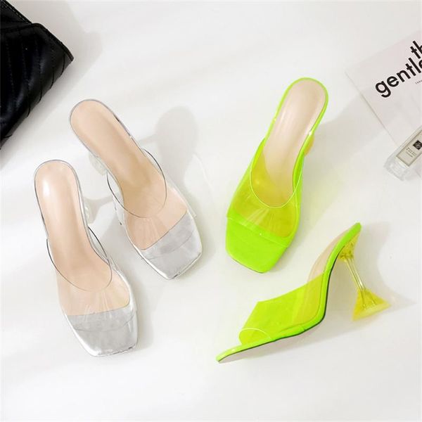 slippers transparent female 9.5cm high heel square head fashion open toe sandals summer women shoes, Black
slippers transparent female 9.5cm high heel square head fashion open toe sandals summer women shoes, Black