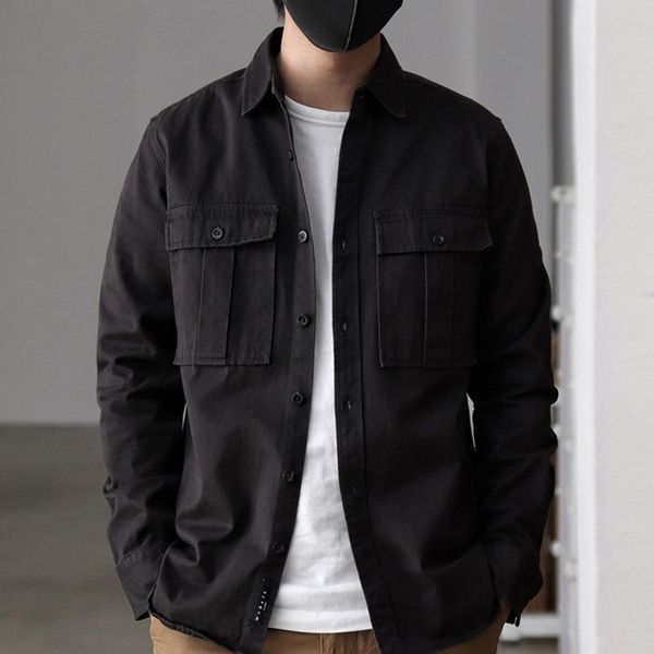 men's casual shirts mens cargo work button down 2021 military shirt men long sleeve dress solid color retro pocket, White;black
men's casual shirts mens cargo work button down 2021 military shirt men long sleeve dress solid color retro pocket, White;black