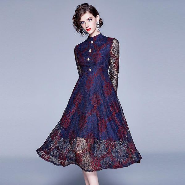 casual dresses vintage winter style women lace dress 2021 spring fashion big swing elegant a-line ladies party, Black;gray
casual dresses vintage winter style women lace dress 2021 spring fashion big swing elegant a-line ladies party, Black;gray