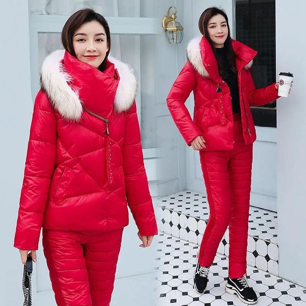 women's two piece pants two-piece women cotton-padded jacket suit 2021 winter fashion solid color warm hooded fur collar cotton nbh128, White
women's two piece pants two-piece women cotton-padded jacket suit 2021 winter fashion solid color warm hooded fur collar cotton nbh128, White