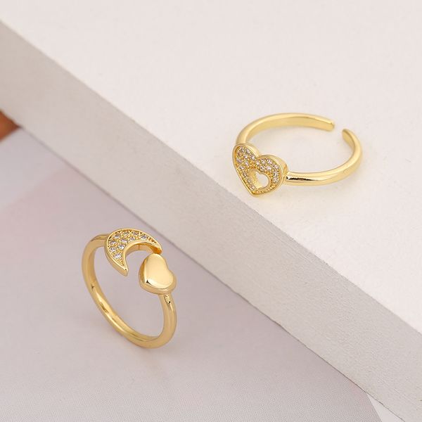 2021 new heart and moon ring trend retro open tail ring with real gold plated zircon inlaid lover rings for women jewelrydio chan contact, Silver
2021 new heart and moon ring trend retro open tail ring with real gold plated zircon inlaid lover rings for women jewelrydio chan contact, Silver