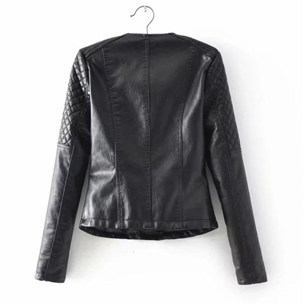 women's long-sleeved pu leather coats lapel inclined zipper jacket fashionable leisure prism embosse, Black
women's long-sleeved pu leather coats lapel inclined zipper jacket fashionable leisure prism embosse, Black