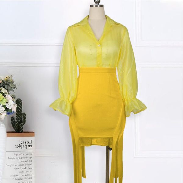 women's tracksuits 2 piece sets womens outfits elegant yellow transparent long shirt dress mini skirt lantern sleeve button up suit fas, Gray
women's tracksuits 2 piece sets womens outfits elegant yellow transparent long shirt dress mini skirt lantern sleeve button up suit fas, Gray