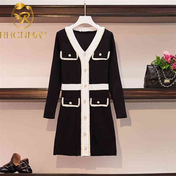 fashion spring dress women elegant vintage black and white es ladies runway long sleeve sweater knitting 210506, Black;gray
fashion spring dress women elegant vintage black and white es ladies runway long sleeve sweater knitting 210506, Black;gray