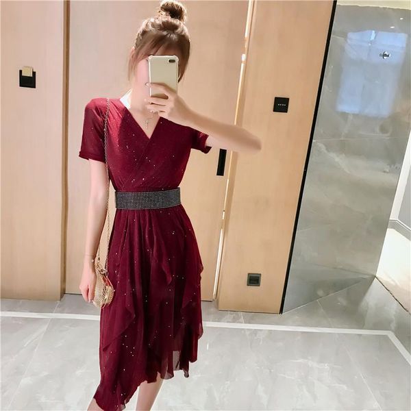 casual dresses liberjog autumn paillette irregular women dress belt red black ruffle female vestidos party, Black;gray
casual dresses liberjog autumn paillette irregular women dress belt red black ruffle female vestidos party, Black;gray