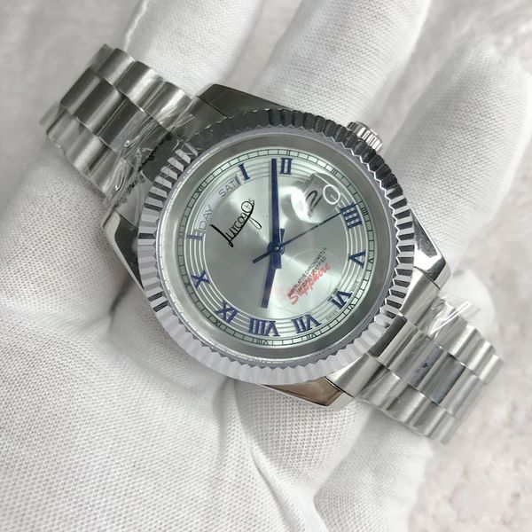 mens watch automatic mechanical watches blue dial roman numeral day-just stainless steel sapphire super luminous needles, Slivery;brown
mens watch automatic mechanical watches blue dial roman numeral day-just stainless steel sapphire super luminous needles, Slivery;brown