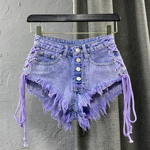 women's shorts loose lace up short for women high waist korean female 2021 summer fashion clothing purple tassel denim, White;black
women's shorts loose lace up short for women high waist korean female 2021 summer fashion clothing purple tassel denim, White;black