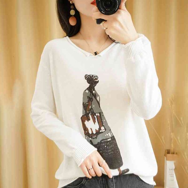 women's sweaters spring summer with long sleeve cotton sweater knitted or crocheted low neckline in v medium-standard female shirt 2fh3, White;black
women's sweaters spring summer with long sleeve cotton sweater knitted or crocheted low neckline in v medium-standard female shirt 2fh3, White;black