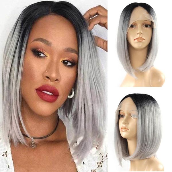 straight bob wigs synthetic lace short ombre blonde brown t-part natural part hair for women by booming, Black
straight bob wigs synthetic lace short ombre blonde brown t-part natural part hair for women by booming, Black