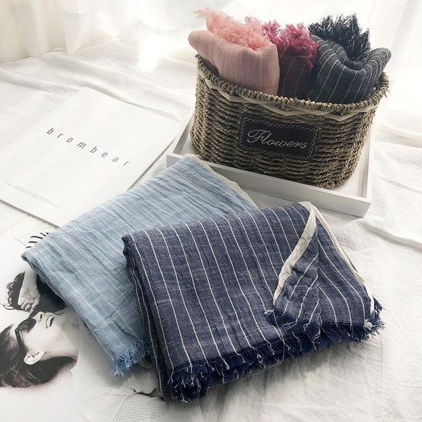 scarves spring and autumn literature model vertical stripe pleated cotton scarf women's linen sunscreen shawl hijab, Blue;gray
scarves spring and autumn literature model vertical stripe pleated cotton scarf women's linen sunscreen shawl hijab, Blue;gray