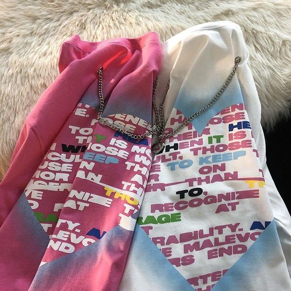 100% cotton fried street couple's love printing chain short sleeve t-shirt women's loose 2021 ins fashion, White
100% cotton fried street couple's love printing chain short sleeve t-shirt women's loose 2021 ins fashion, White