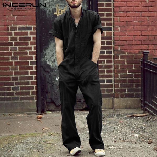 men's pants incerun fashion men cargo overalls short sleeve jumpsuits solid joggers chic rompers street style casual summer 2021, Black
men's pants incerun fashion men cargo overalls short sleeve jumpsuits solid joggers chic rompers street style casual summer 2021, Black