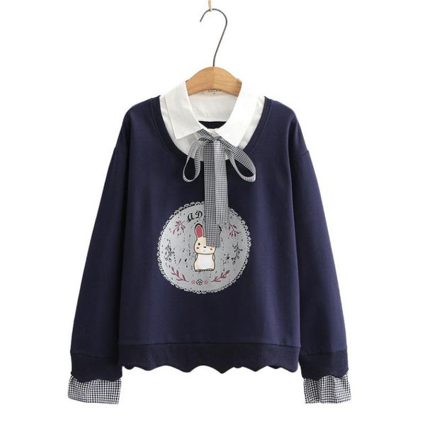 women's hoodies & sweatshirts fake two piece patchwork women cartoon print lace up 2021 autumn long sleeve turndown collar cute kawaii, Black
women's hoodies & sweatshirts fake two piece patchwork women cartoon print lace up 2021 autumn long sleeve turndown collar cute kawaii, Black