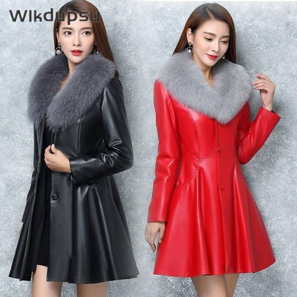 women's leather & faux red black pu jacket for women fashion elegant winter big fur collar lady streetwear slim overcoat female plus si
women's leather & faux red black pu jacket for women fashion elegant winter big fur collar lady streetwear slim overcoat female plus si