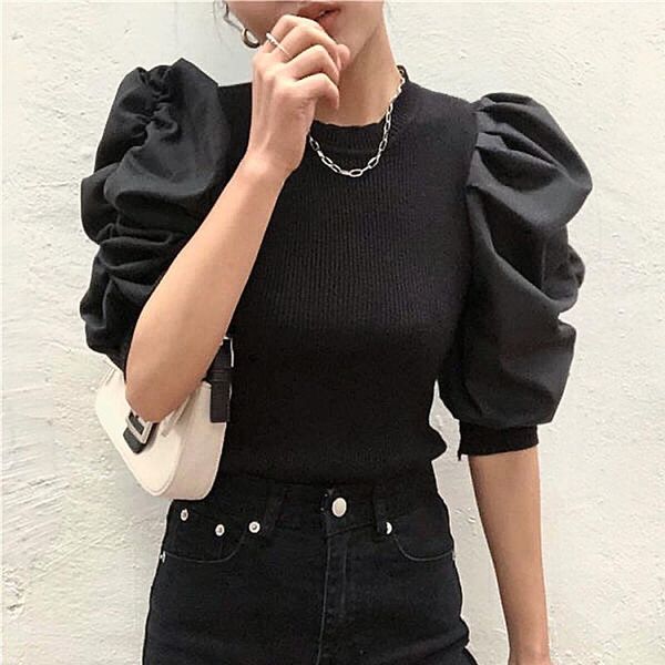 women's blouses & shirts 2021 summer autumn women blouse vintage puff short sleeve patchwork knitted shirt korean elegant slim blusas, White
women's blouses & shirts 2021 summer autumn women blouse vintage puff short sleeve patchwork knitted shirt korean elegant slim blusas, White