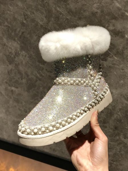 boots european pearl color diamond full drill rex plush cotton snow short flat women's shoes, Black
boots european pearl color diamond full drill rex plush cotton snow short flat women's shoes, Black