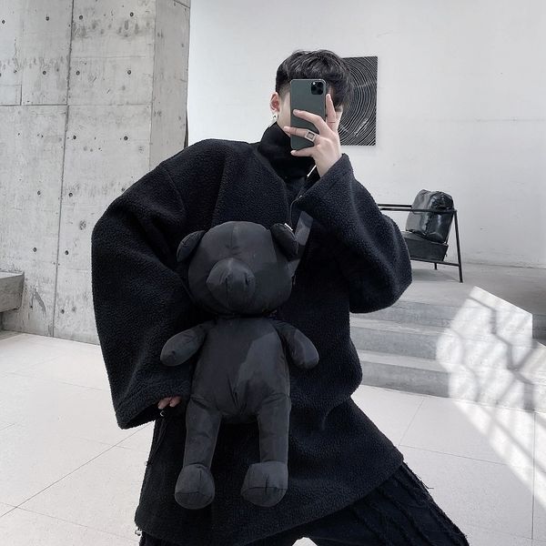 men's casual shirts male women japan harajuku streetwear hip hop hoodie sweatshirt men strap bear velvet thicken stand collar pullover, White;black
men's casual shirts male women japan harajuku streetwear hip hop hoodie sweatshirt men strap bear velvet thicken stand collar pullover, White;black
