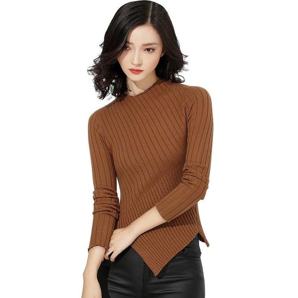 women's sweaters 2021 casual slim sweater autumn long sleeve irregular pullover ladies street fashion base shirt for and winter, White;black
women's sweaters 2021 casual slim sweater autumn long sleeve irregular pullover ladies street fashion base shirt for and winter, White;black